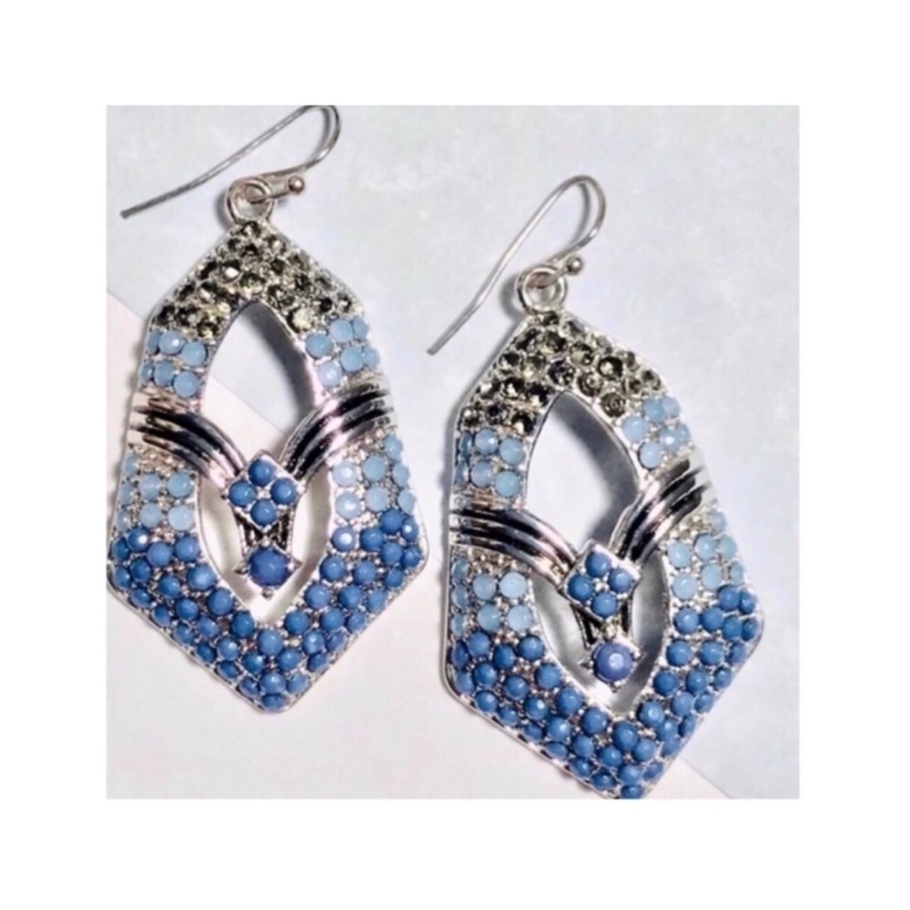 Ombré Blue Bead & Crystal Earrings